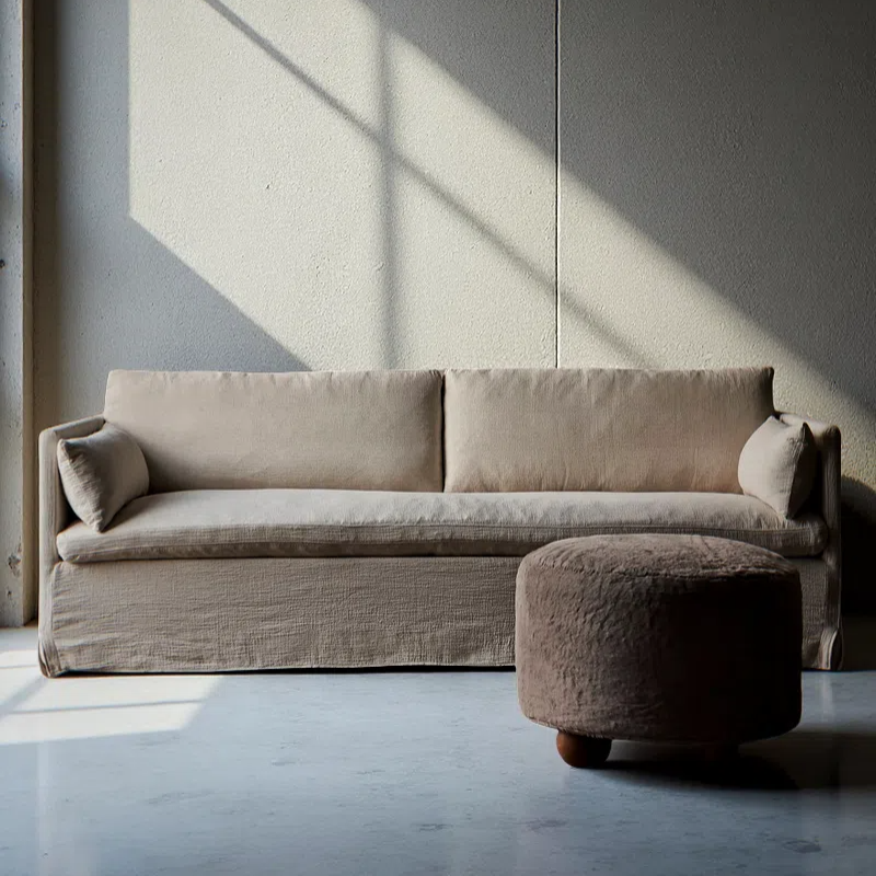 Veles Modern Linen Sofa Couch Slipcover with Down Feather Fill