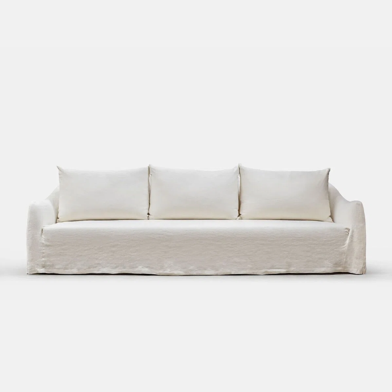 Lyon Modern White Linen Sofa Couch