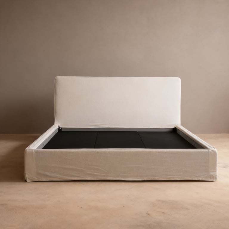 Lull Bed Linen Slipcover Fabric Panel Bed-Semi White