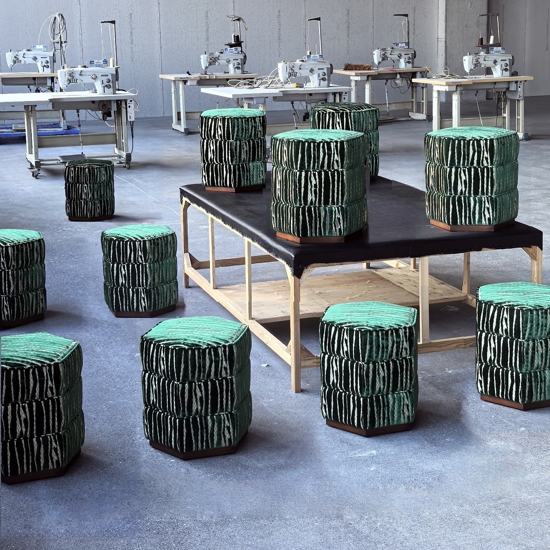 Handcrafted Hexagonal Ottoman | Solid Wood Base Footrest & Accent Stool