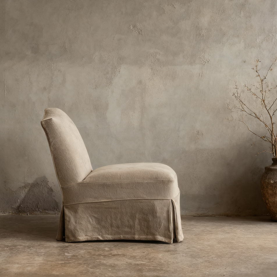 Kos Linen Slipcovered Accent Armchair