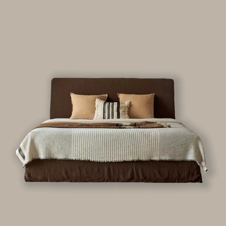 Lull Bed Linen Slipcover Fabric Panel Bed - Vintage Brown