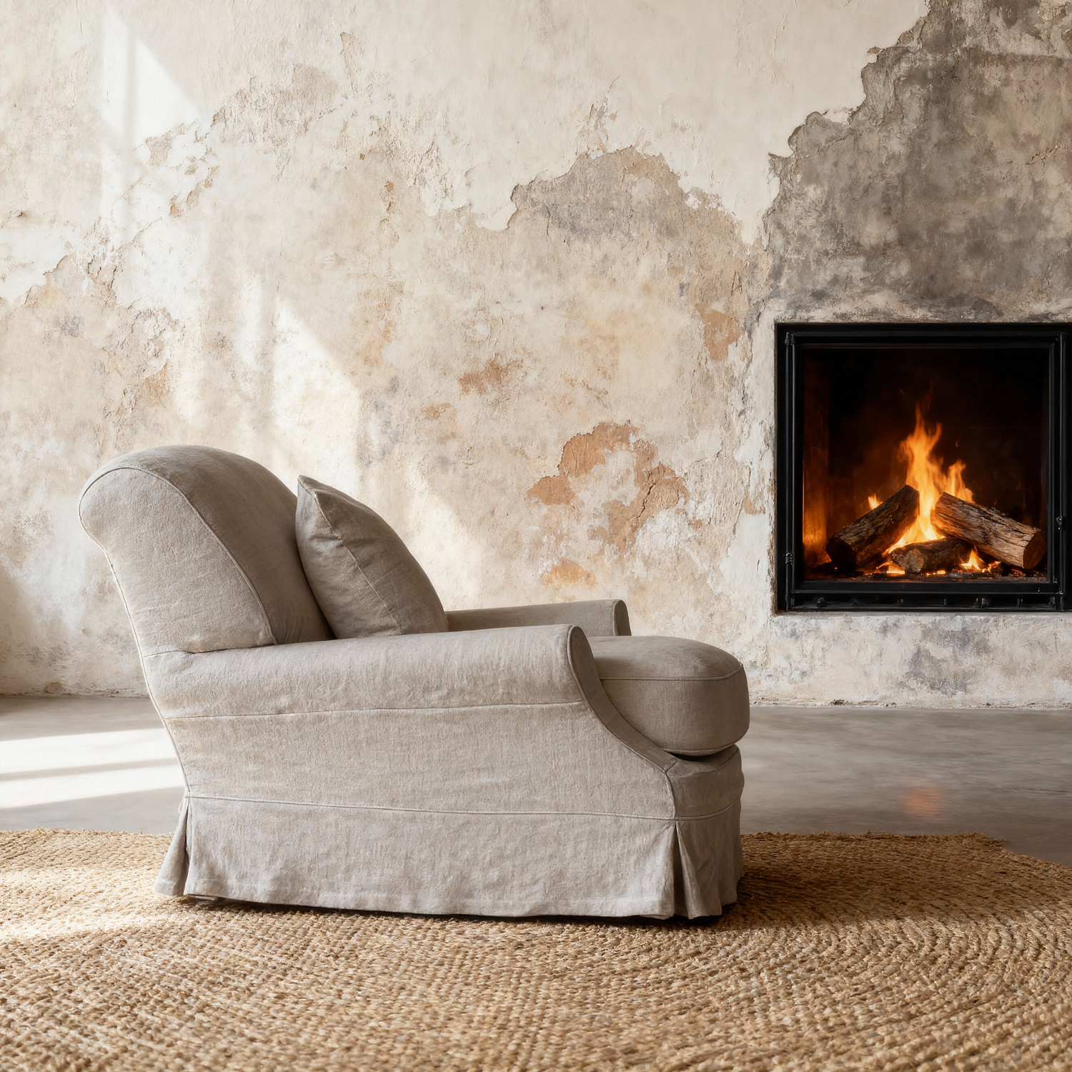 Claire Linen Slipcovered Rolled Armchair