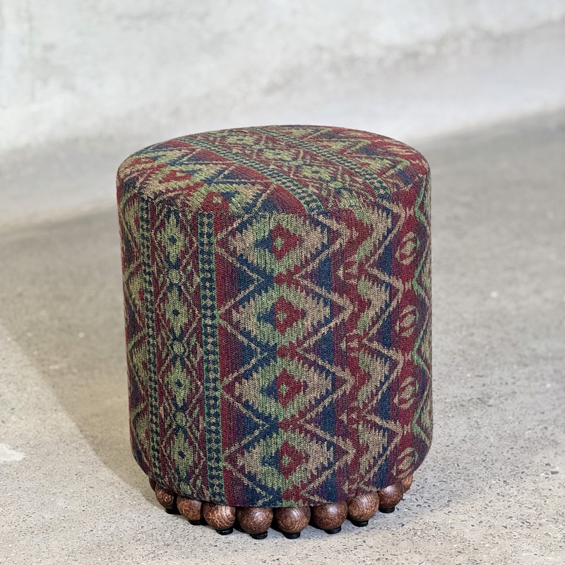 Handcrafted Patterned Pouf Ottoman| Ethnic Accent Stool & Footrest
