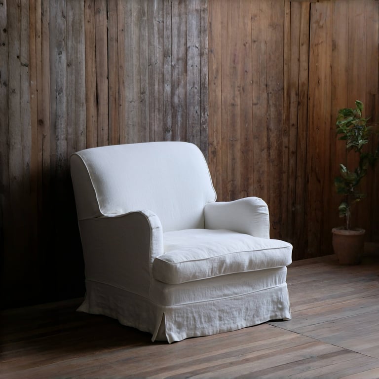 Campbell English Rolled Arm Replacement Slipcover Armchair with ottoman