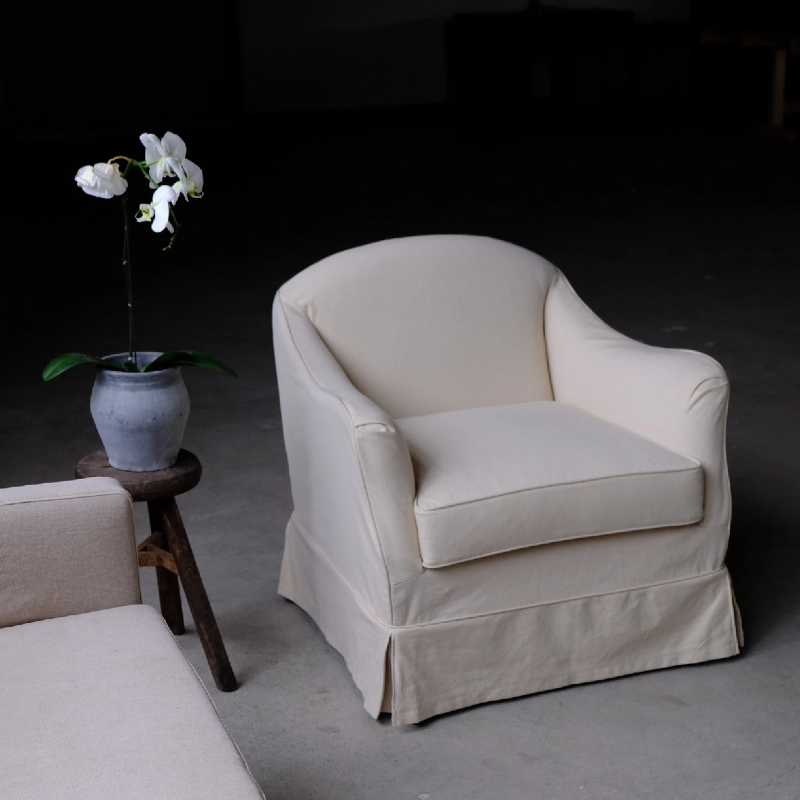 Cecilia Linen Slipcovered Accent Armchair