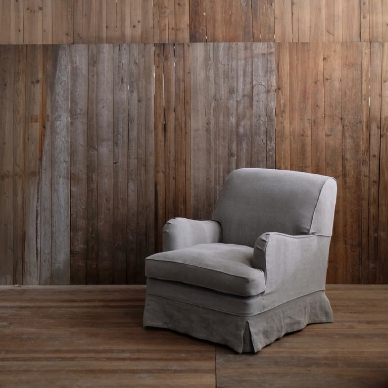 Campbell B English Rolled Arm Replacement Slipcover Armchair with ottoman