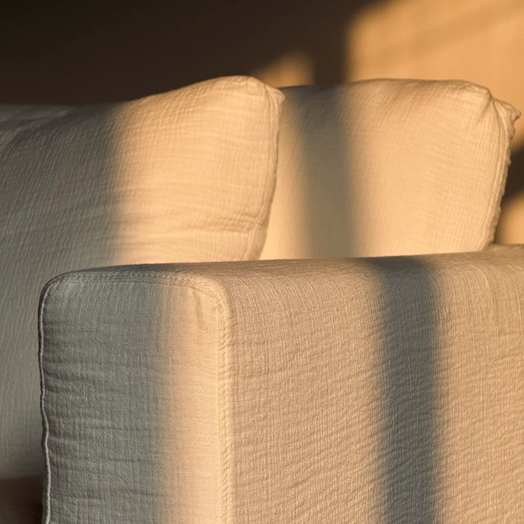 Paul Sofa Modern White Linen Slipcover Sofa Couch