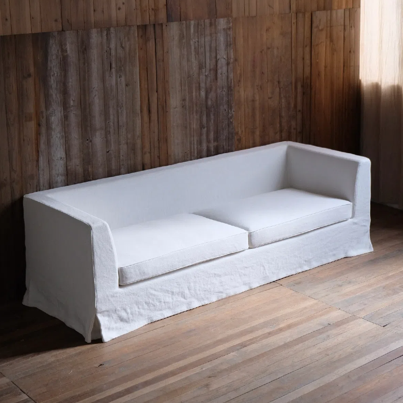 Peter Sofa Modern White Linen Slipcover Sofa Couch