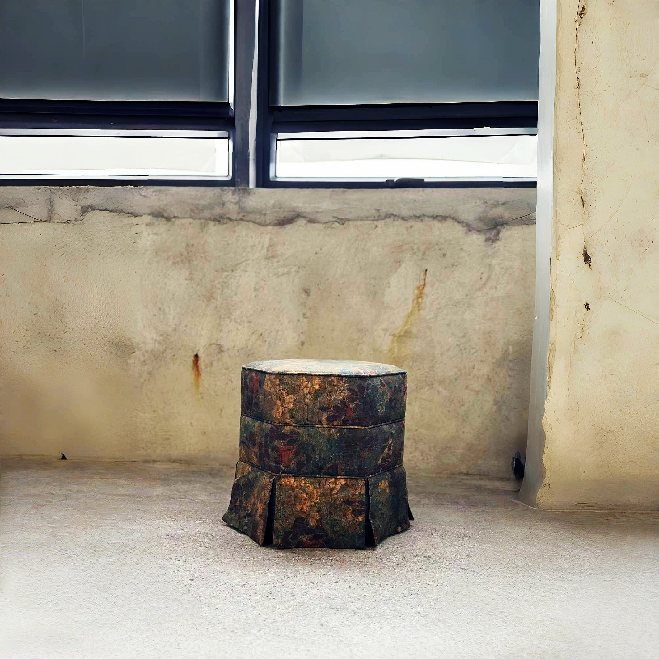 Hexagonal Stool with Skirted Design Ottoman