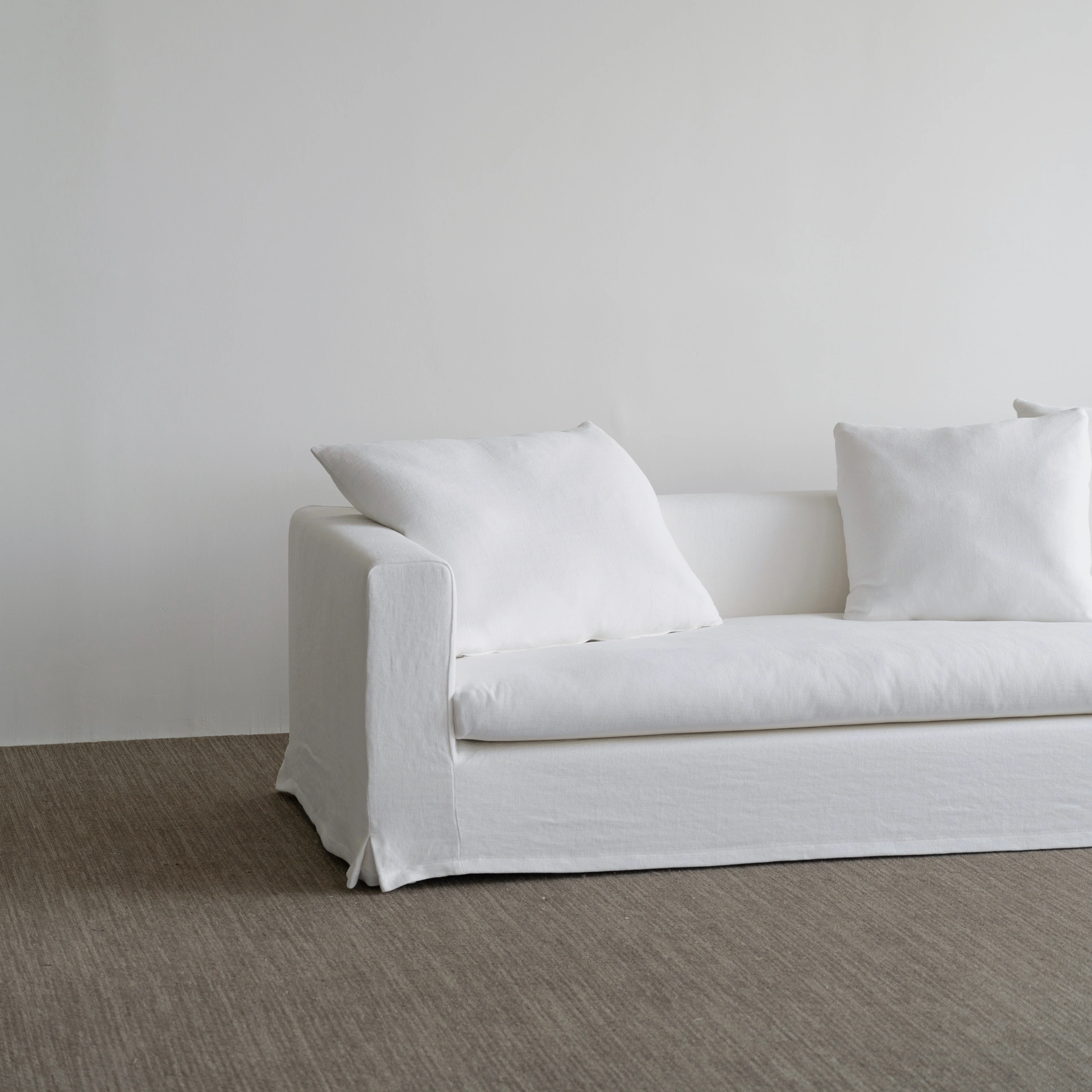 Piet Sofa Modern White Linen Slipcover Sofa Couch