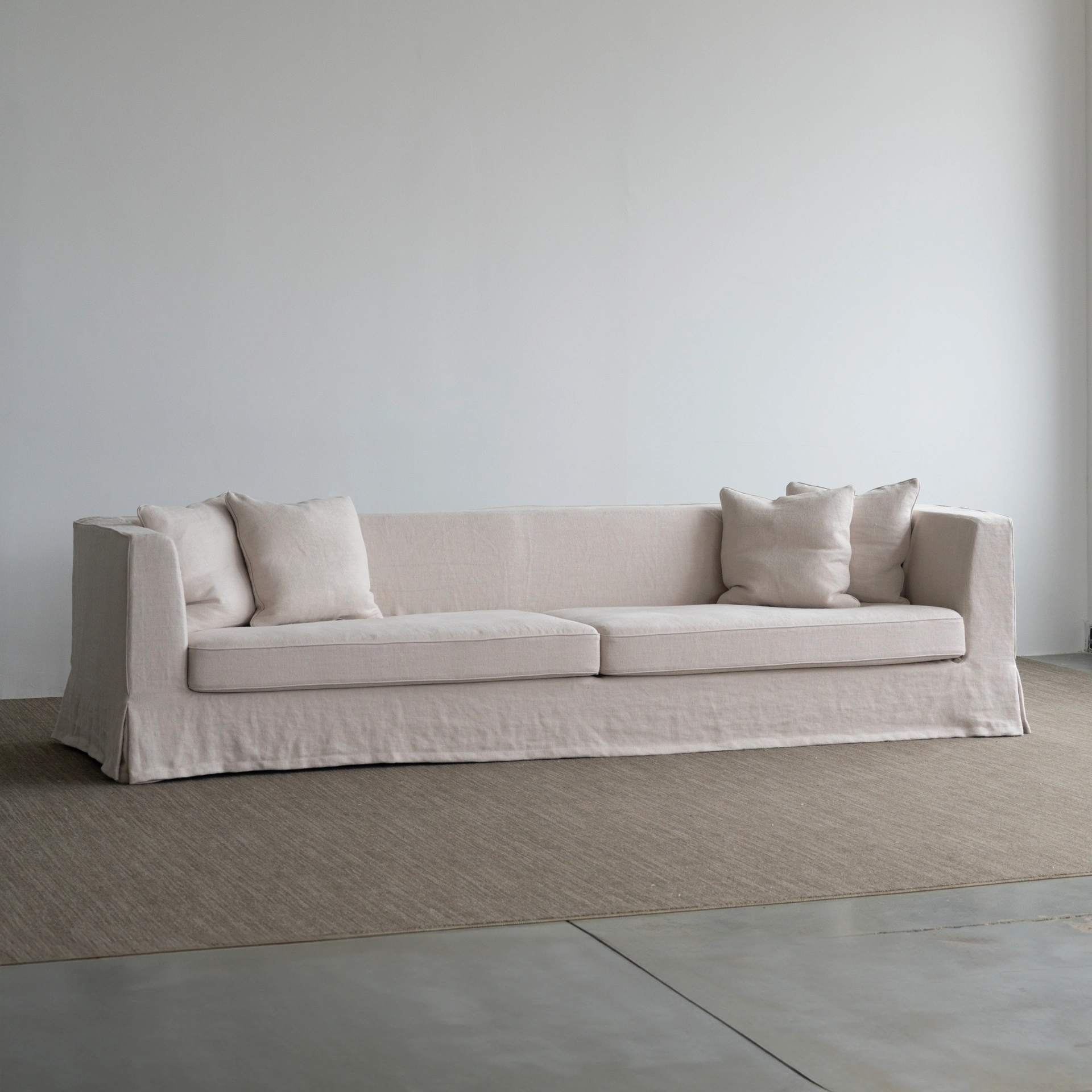 Peter Sofa Modern Natural Linen Slipcovered Sofa Longue Couch 300cm Length