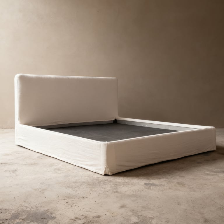 Lull Bed Linen Slipcover Fabric Panel Bed-Semi White