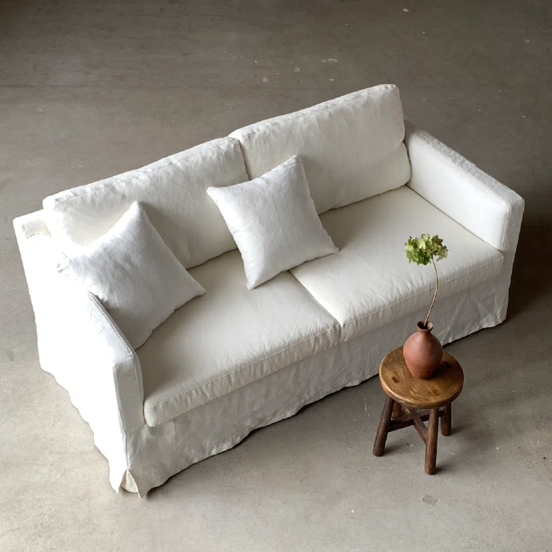 Louis Linen Sofa Slipcover with Down Feather Fill Couch