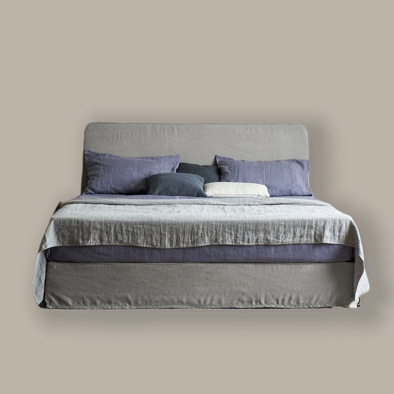 Lull Bed Linen Slipcover Fabric Panel Bed-Light Grey