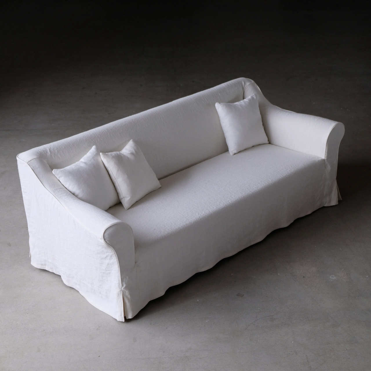 DIANNA Modern White Belgian Linen Slipcovered Sofa Couch