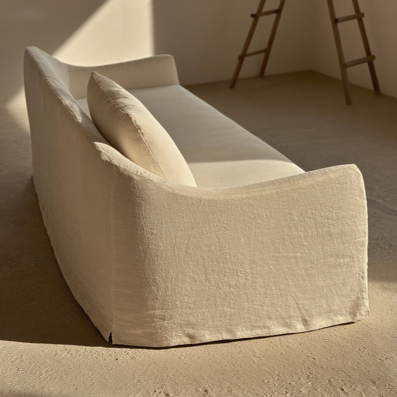 Lyon Modern White Linen Sofa Couch