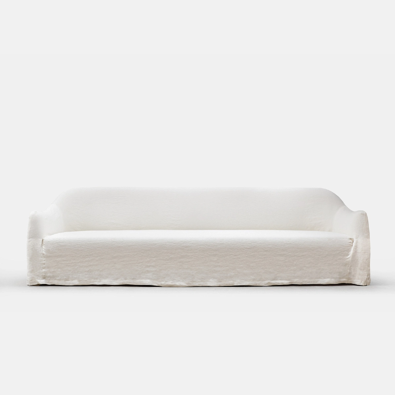 Lyon Modern White Linen Sofa Couch