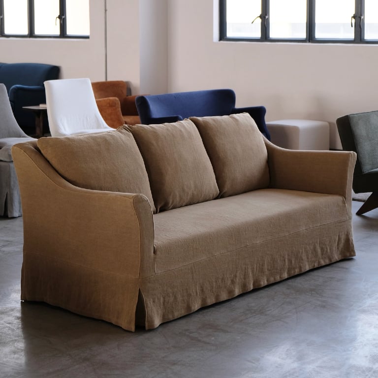 Premium Linen Slipcovered Sofa Couch-3 Seater