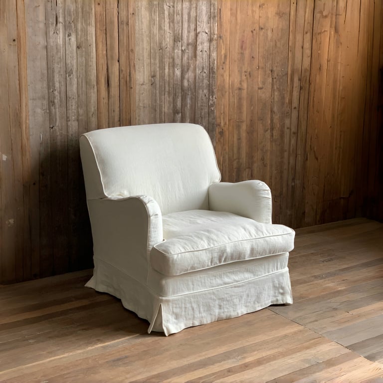 Campbell English Rolled Arm Replacement Slipcover Armchair with ottoman