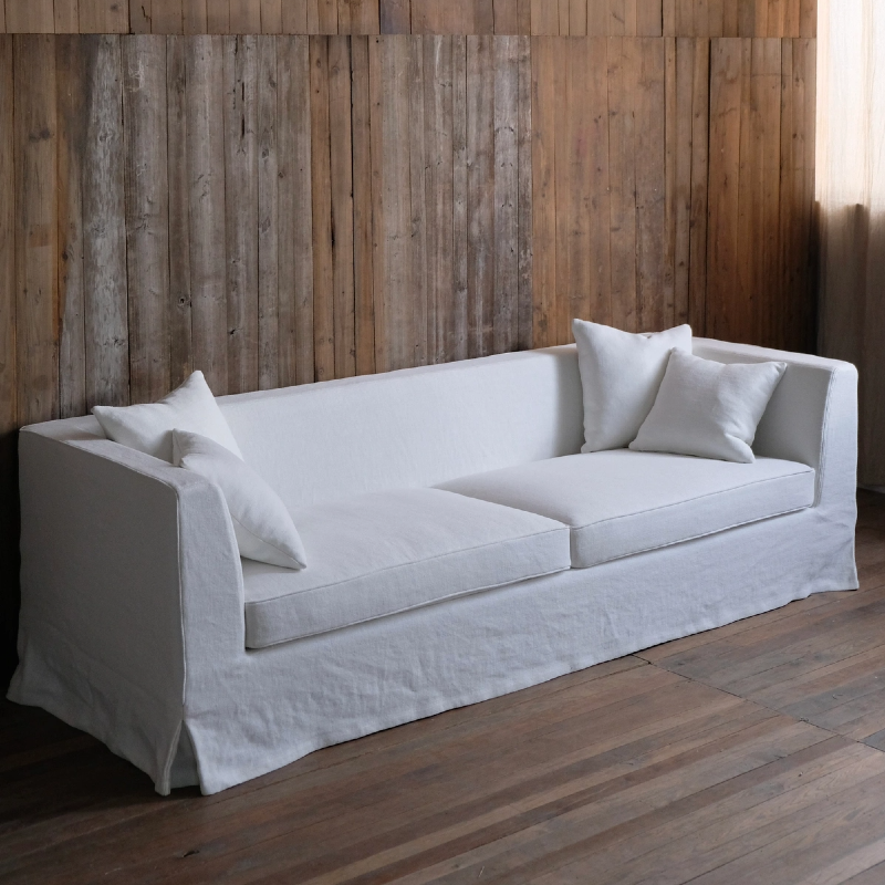  Peter Sofa Modern White Linen Slipcover Sofa Couch