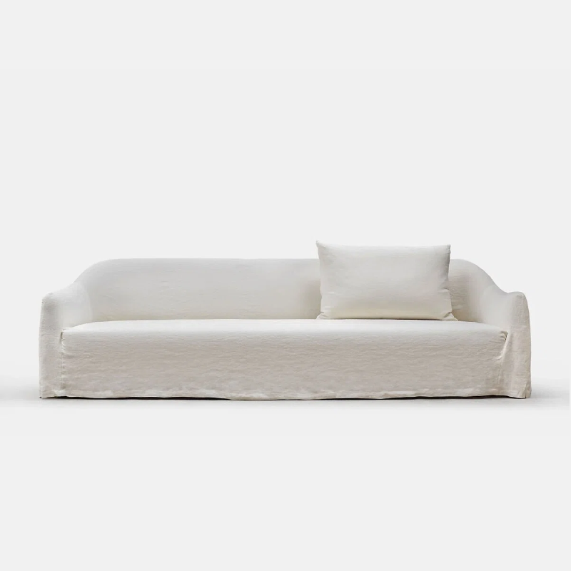 Lyon Modern White Linen Sofa Couch