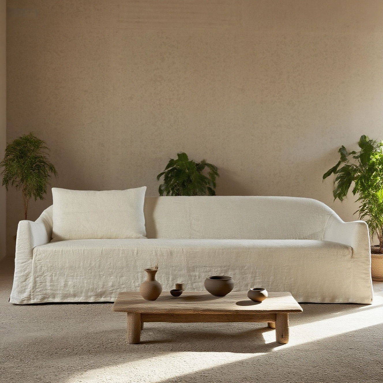 Lyon Modern White Linen Sofa Couch