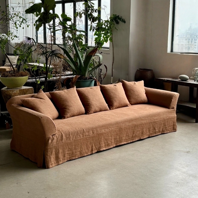 Ghent Premium Linen Slipcovered Sofa Couch