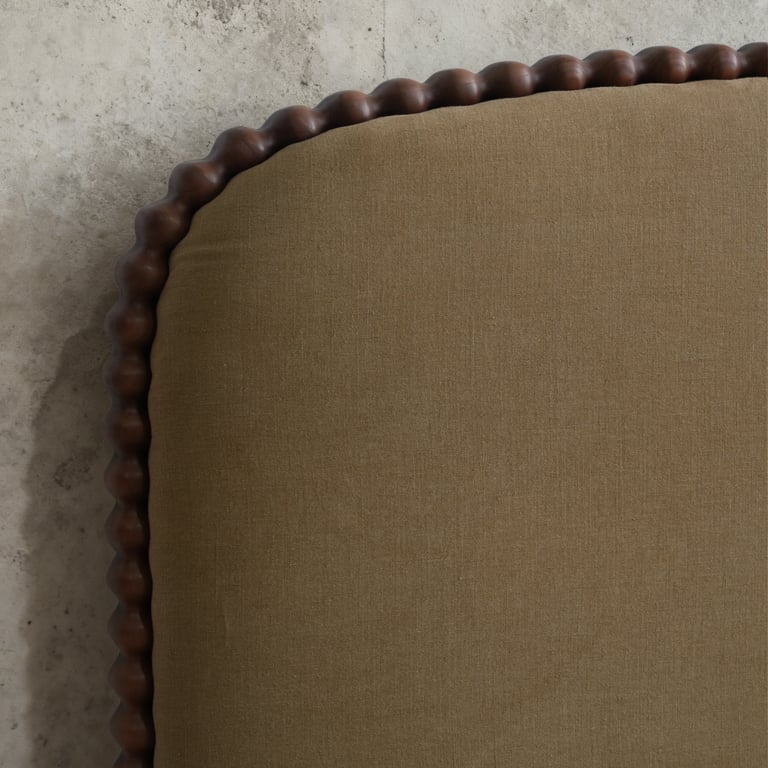 Swoon Linen Arcade Curved Headboard Bed | Handcrafted Bobbin Accent Timber Frame – Linenworld®