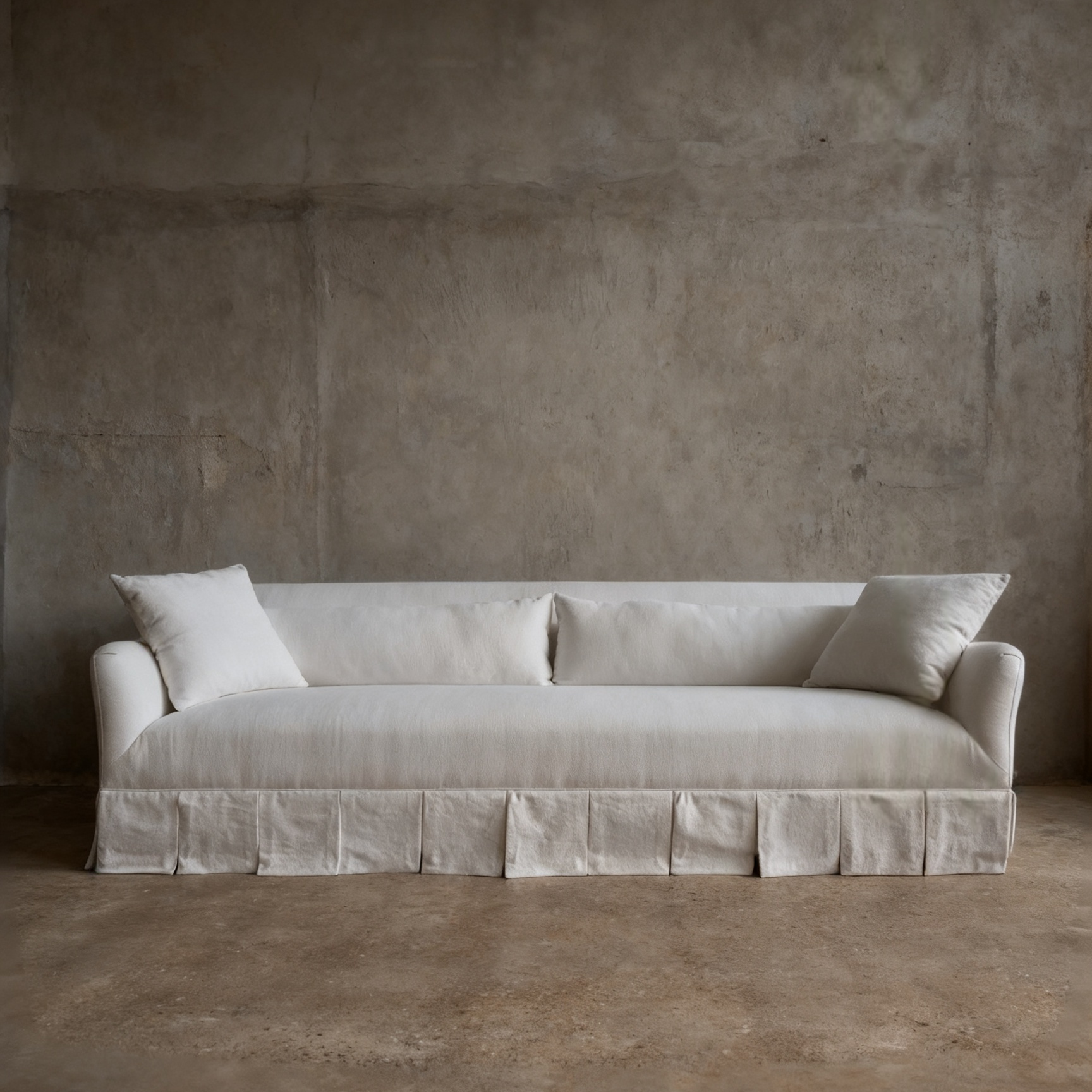 Crawford Premium Linen Slipcovered Sofa with Box-Pleated Skirt