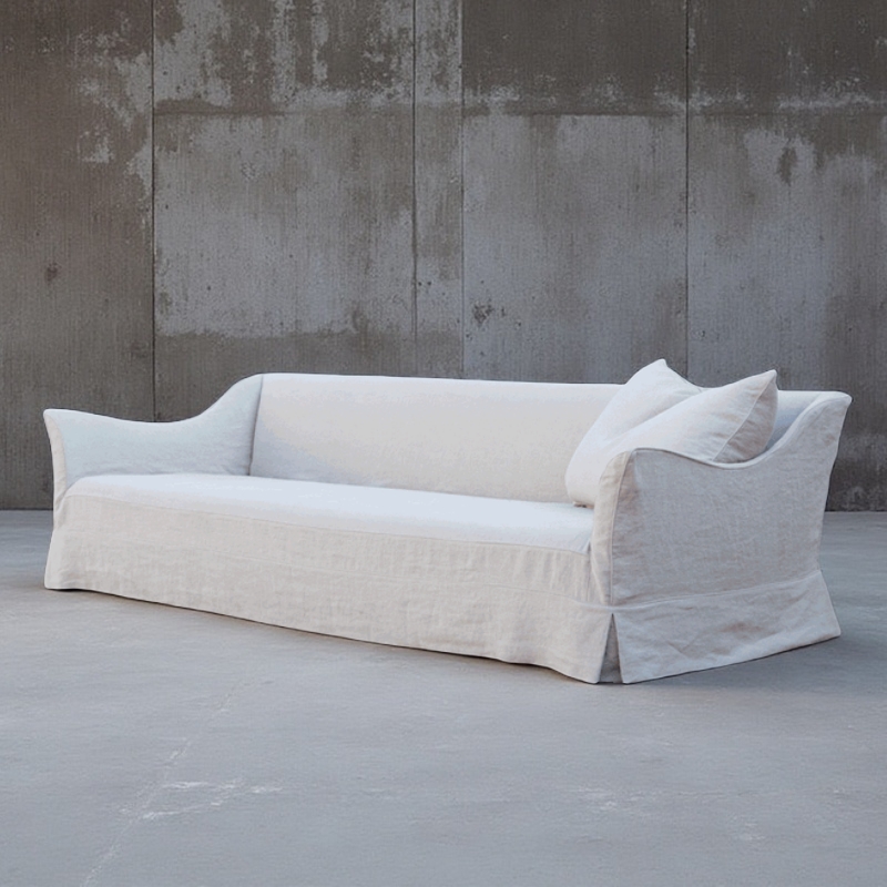Giselle Modern antique Linen Slipcover Sofa Couch