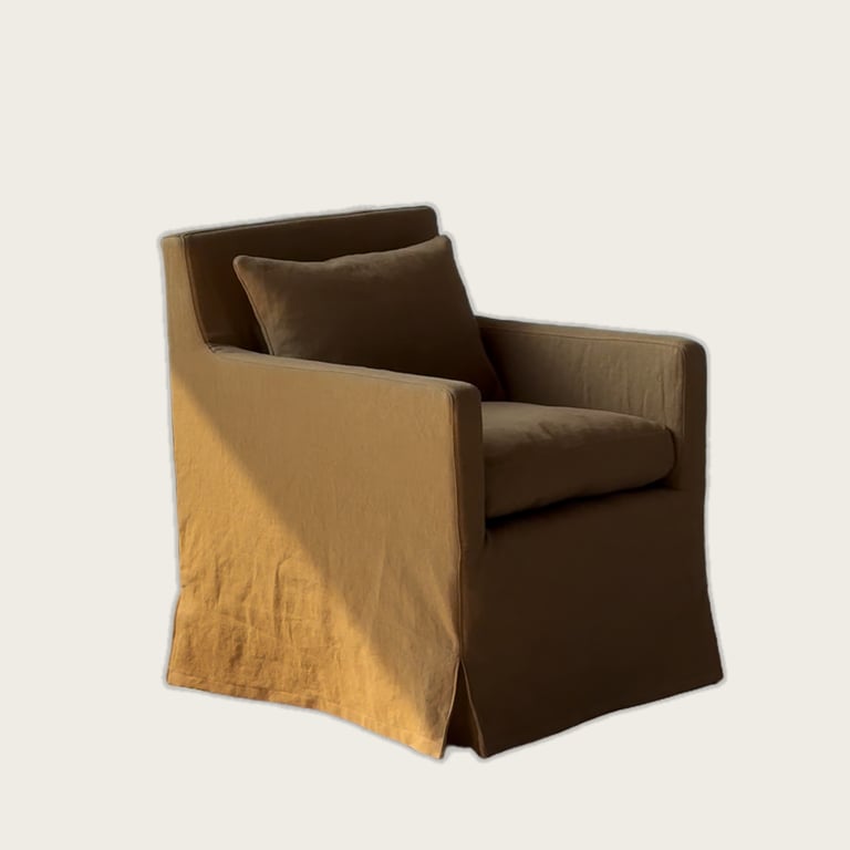 VELES SLIPCOVER DINING CHAIR: OFF-WHITE LINEN