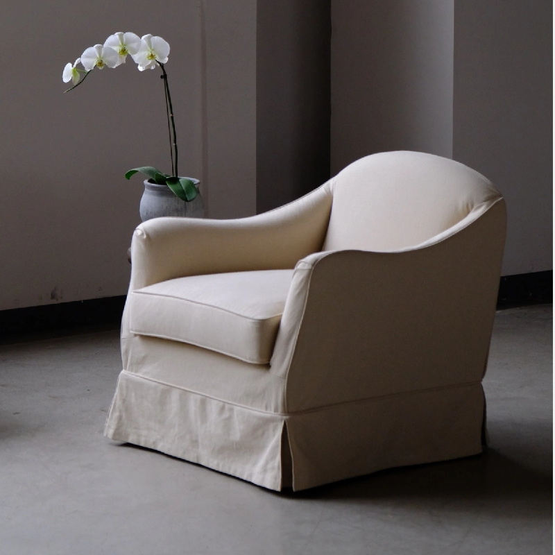 Cecilia Linen Slipcovered Accent Armchair