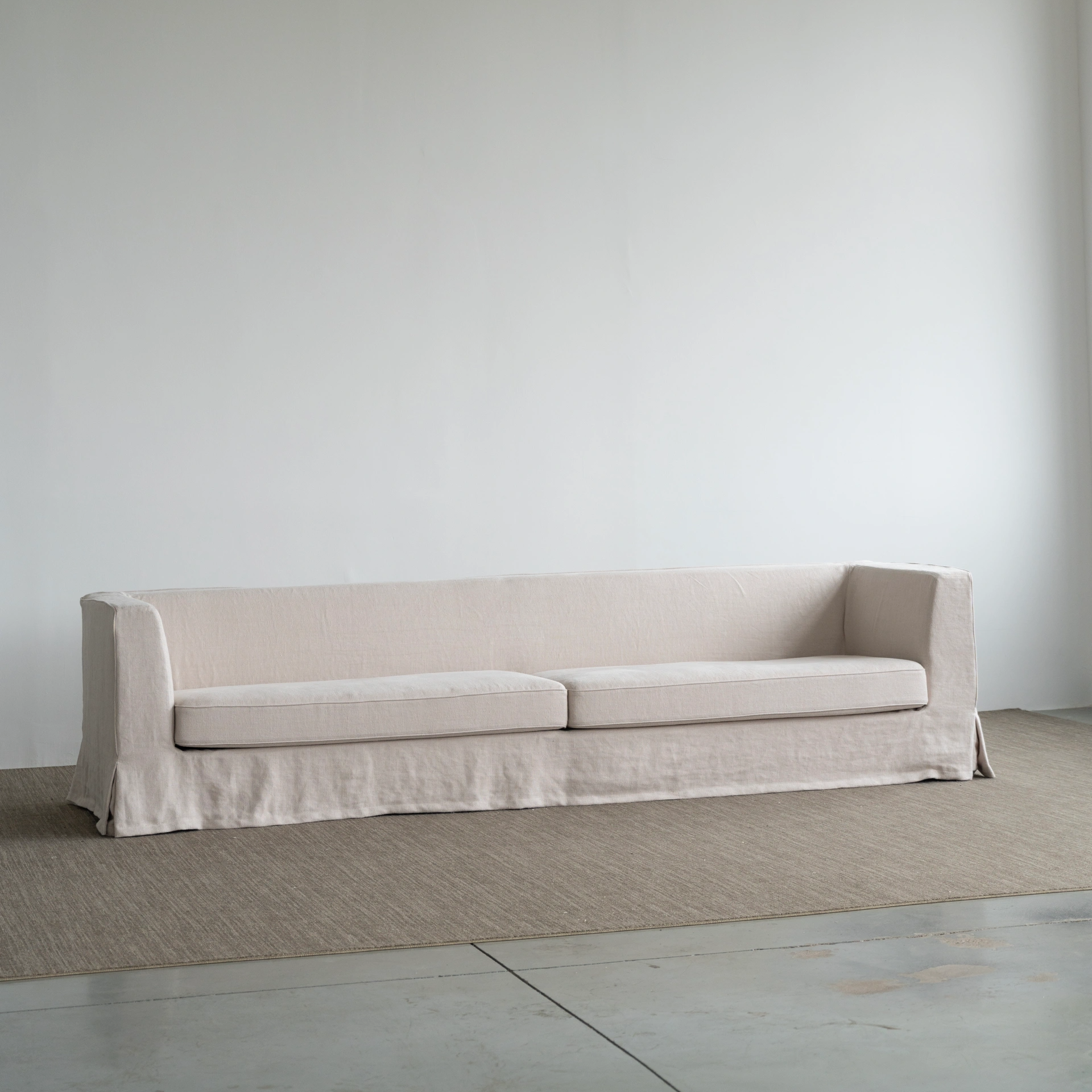  Peter Sofa Modern Natural Linen Slipcovered Sofa Longue Couch 300cm Length