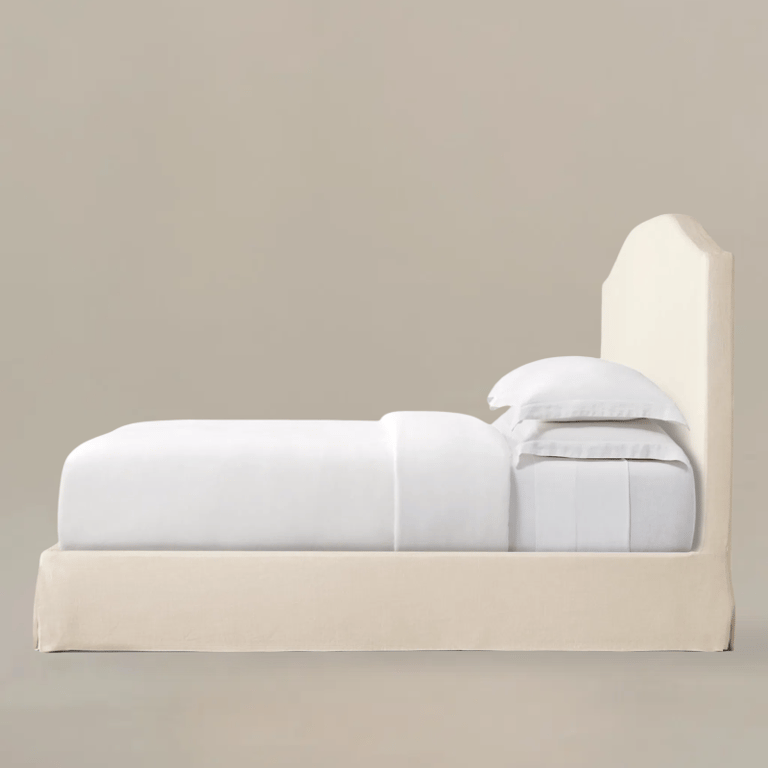 Drowse Bed Belgian Linen Slipcovered Camelback Panel Bed–Removable Cover