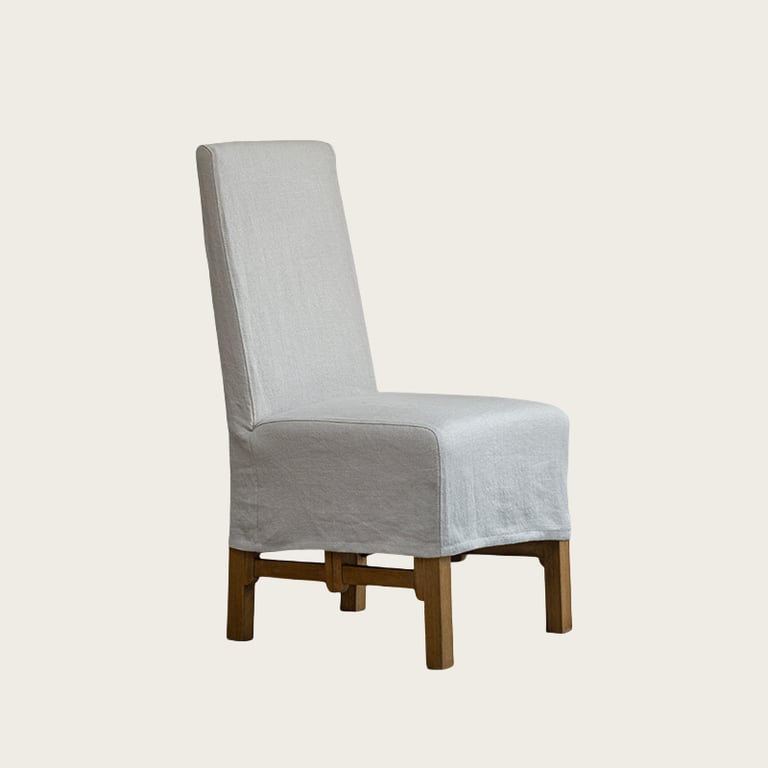 Mirel LINEN SLIPCOVER DINING CHAIR WITH WOOD LEGS