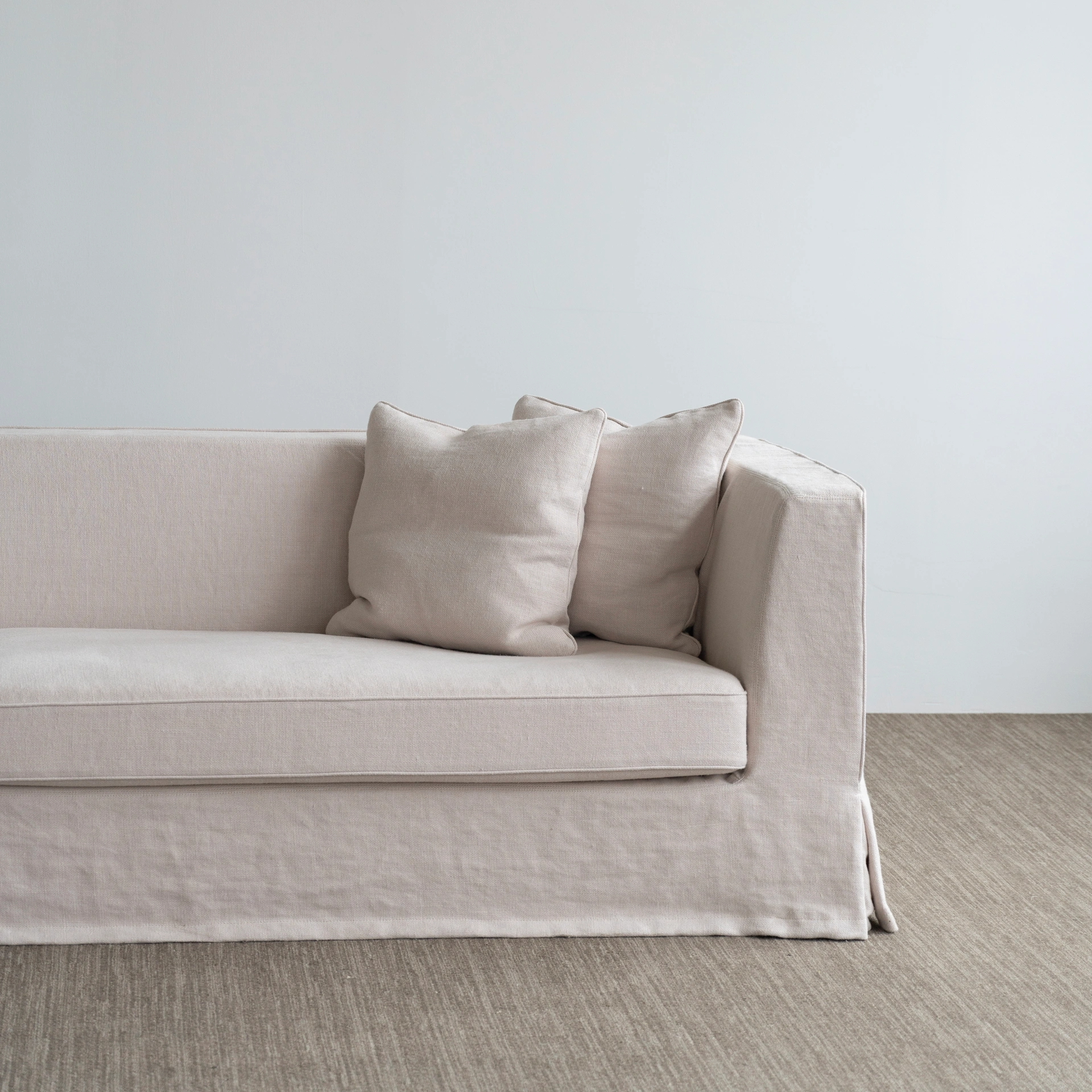  Peter Sofa Modern Natural Linen Slipcovered Sofa Longue Couch 300cm Length