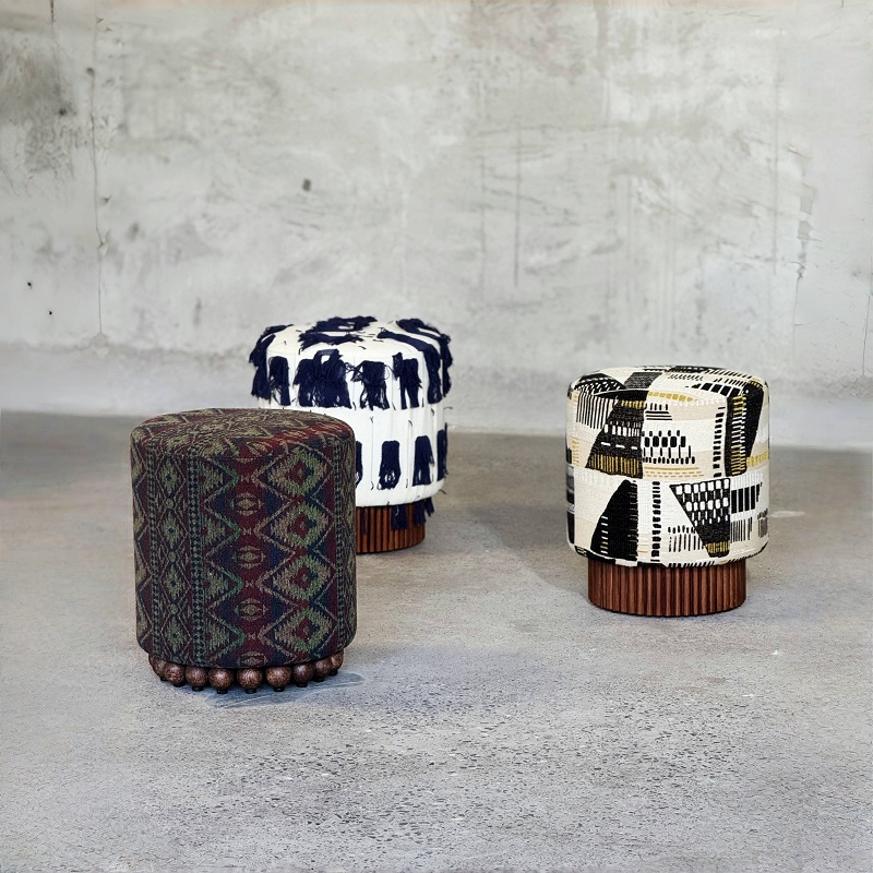 Handcrafted Patterned Pouf Ottoman| Ethnic Accent Stool & Footrest