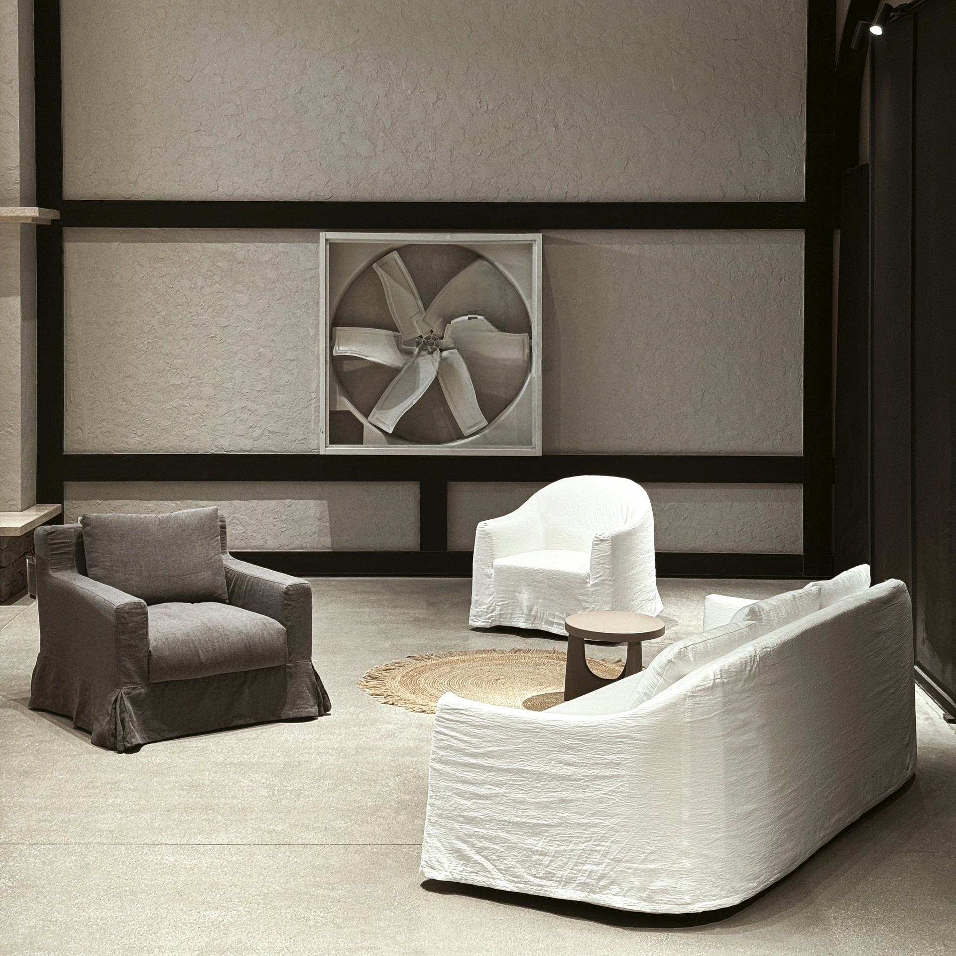 Lyon Modern White Linen Slipcover Sofa Set: 3 Seater