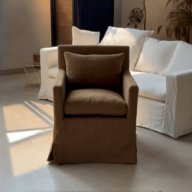 VELES SLIPCOVER DINING CHAIR: OFF-WHITE LINEN