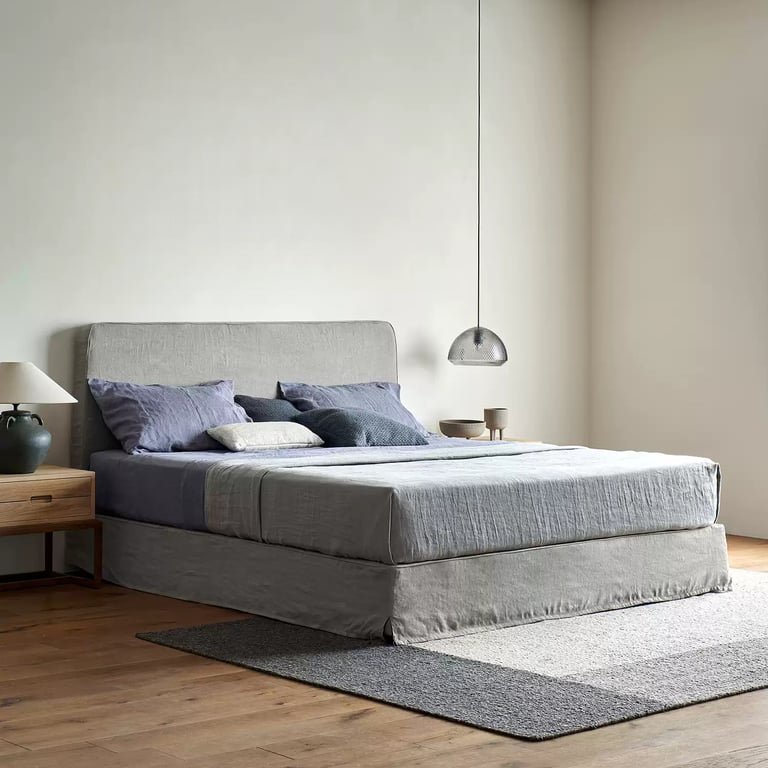 Lull Bed Linen Slipcover Fabric Panel Bed-Light Grey