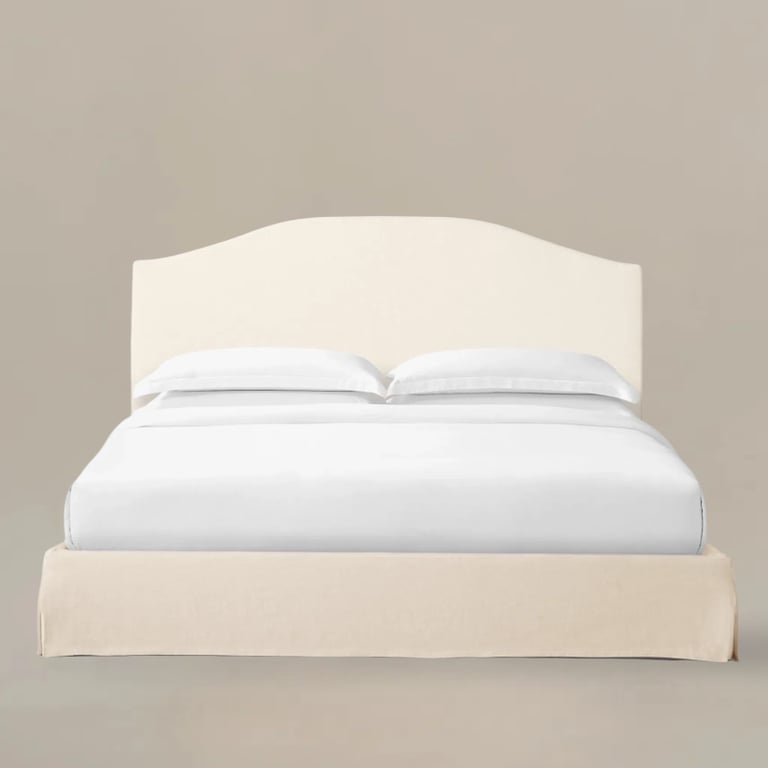 Drowse Bed Belgian Linen Slipcovered Camelback Panel Bed–Removable Cover