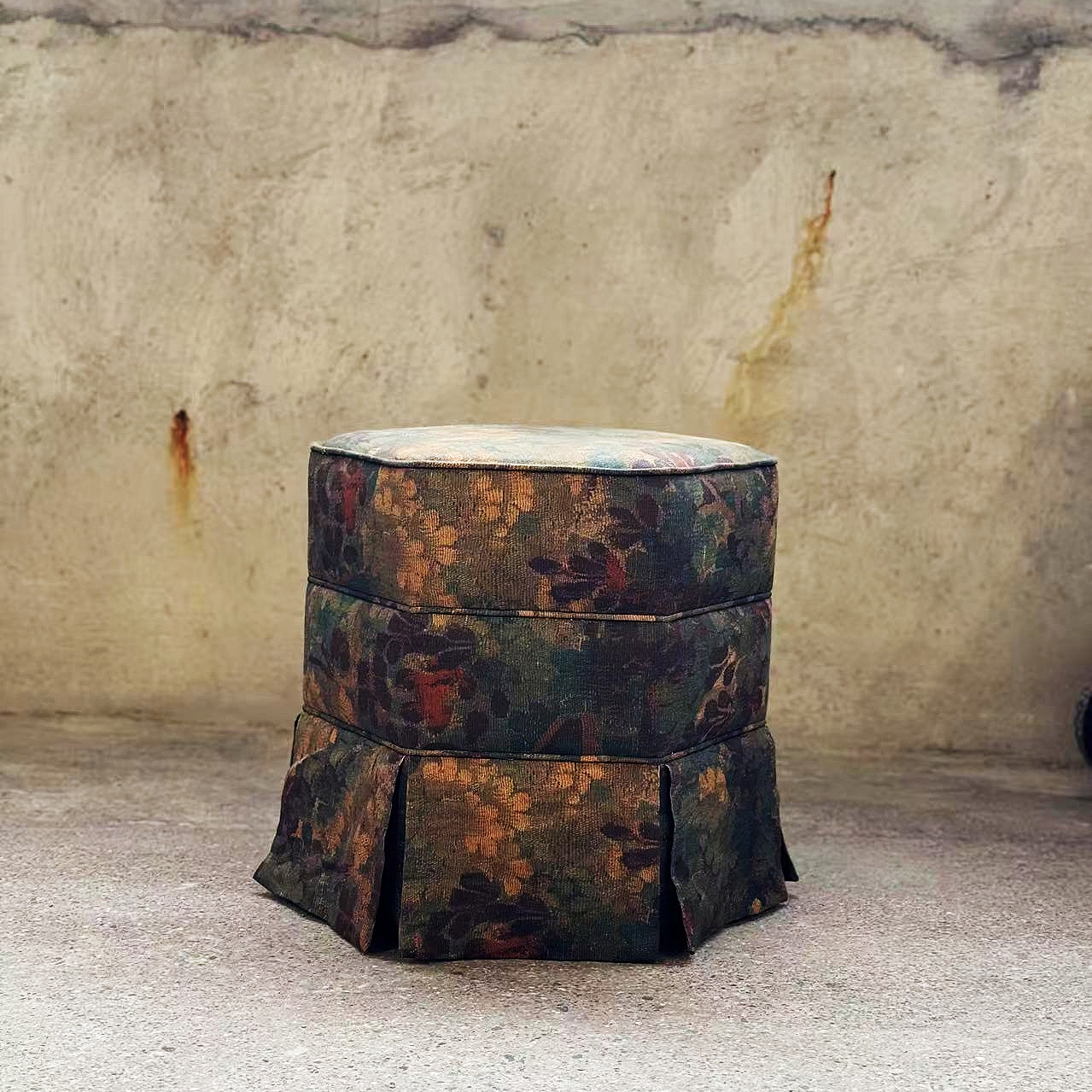 Hexagonal Stool with Skirted Design Ottoman