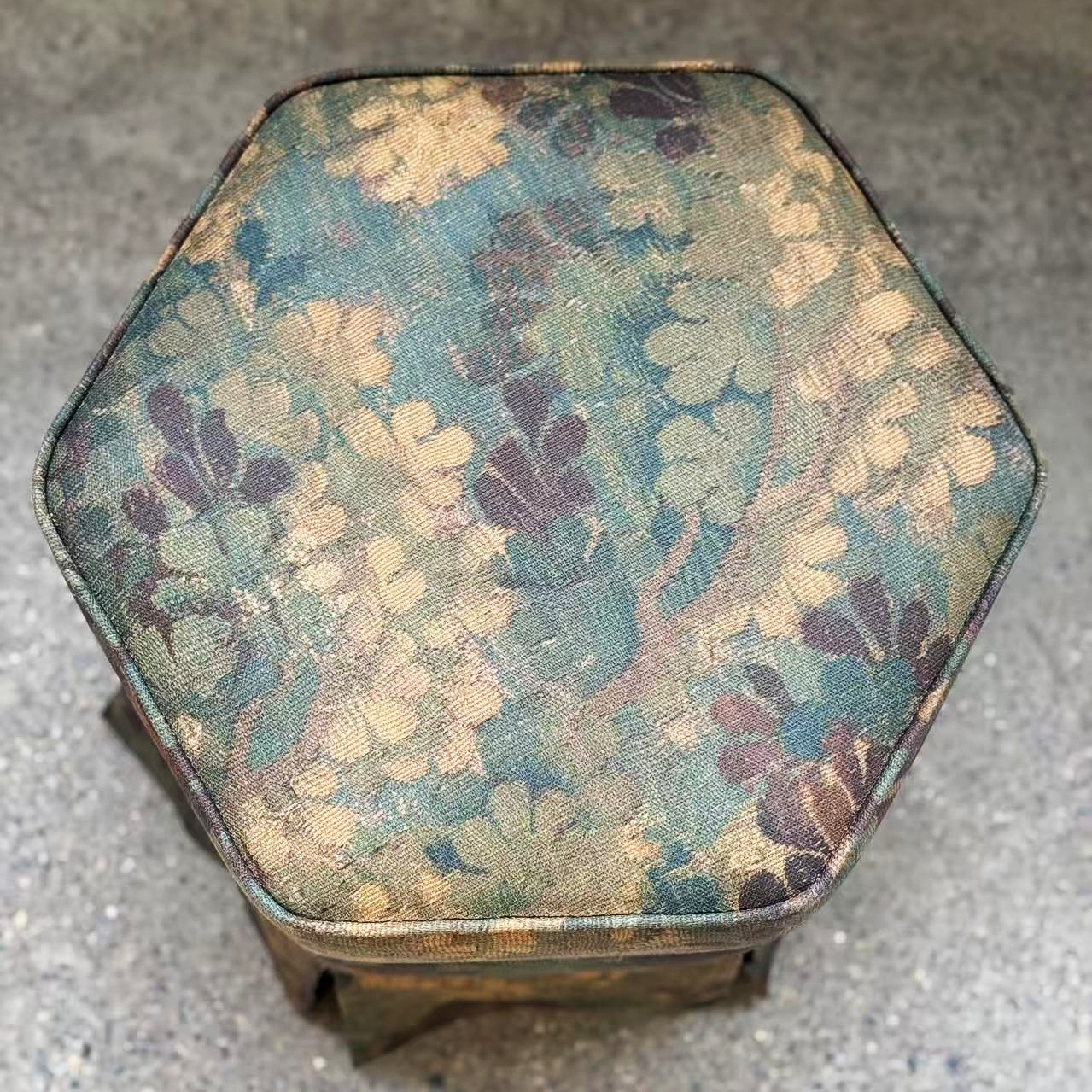 Hexagonal Stool with Skirted Design Ottoman