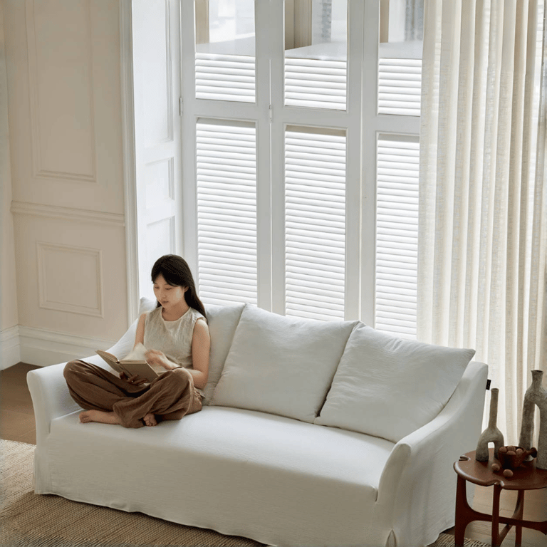 Premium Linen Slipcovered Sofa Couch