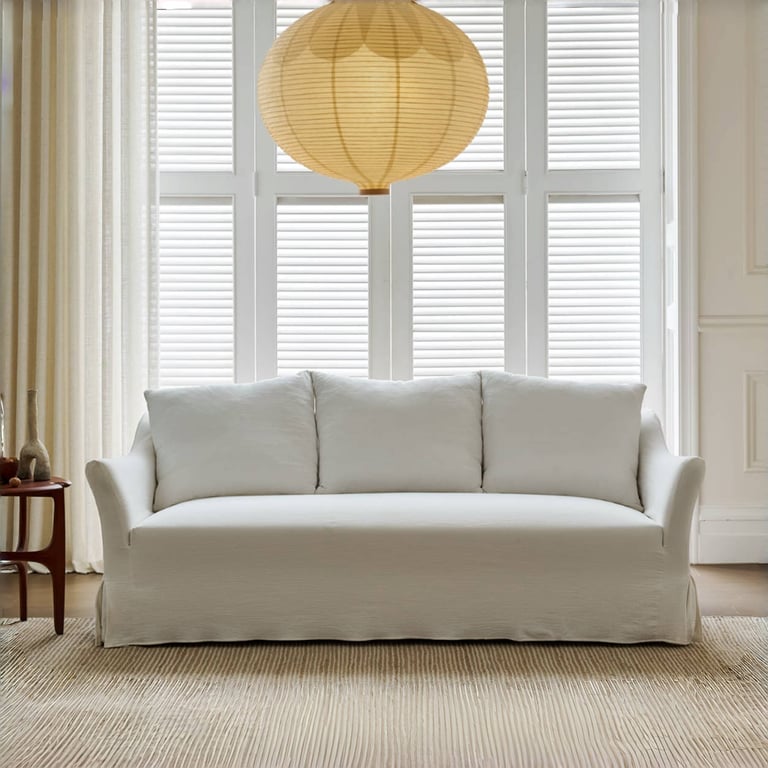 Premium Linen Slipcovered Sofa Couch