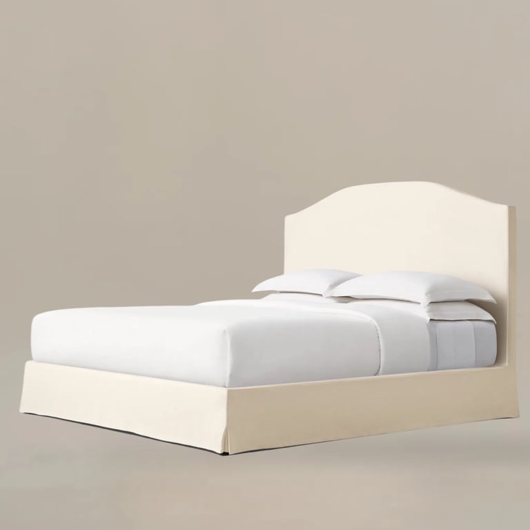 Drowse Bed Belgian Linen Slipcovered Camelback Panel Bed–Removable Cover