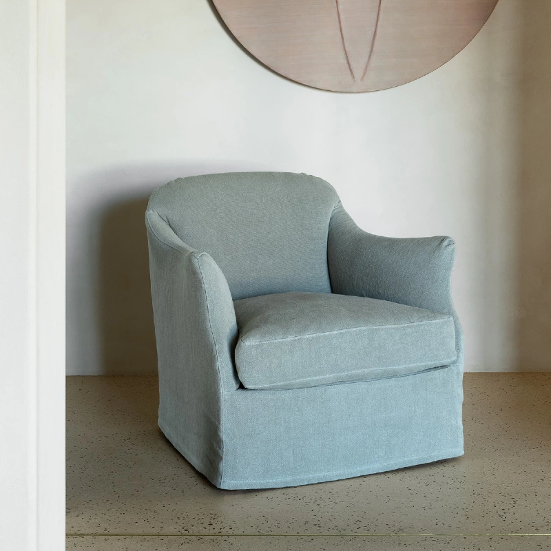 Cecilia Linen Slipcovered Accent Armchair
