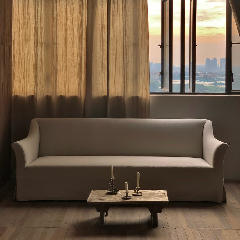 Premium Linen Slipcovered Sofa Couch-3 Seater