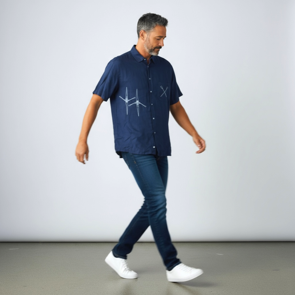 Vyriški lininiai marškiniai trumpomis rankovėmis 